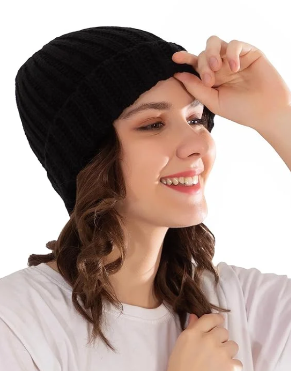 HIVER Women’s Fleece-Lined Knit Winter Beanie – Free Size