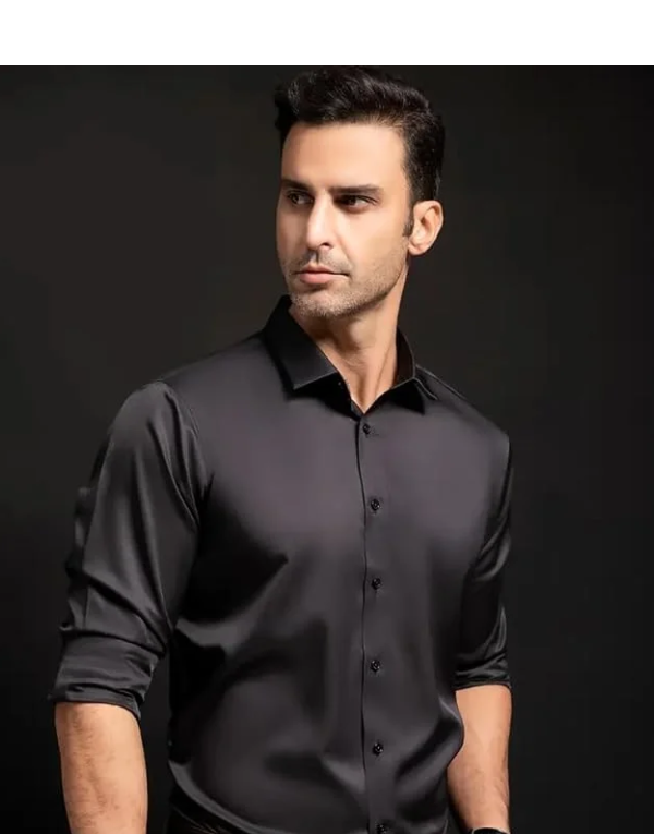 IndoPrimo Men's Stylish Solid Satin Casual Shirt for Men Full Sleeve