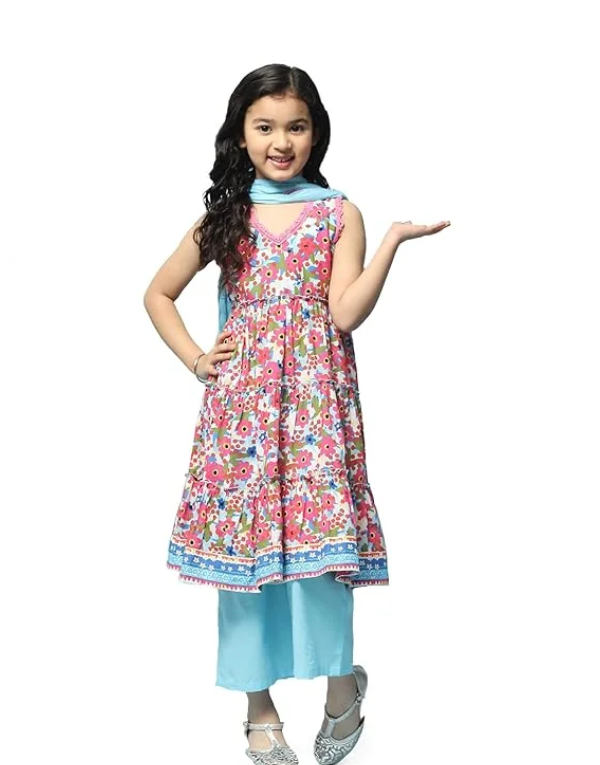 BIBA Girl's Voile Regular Suit Set