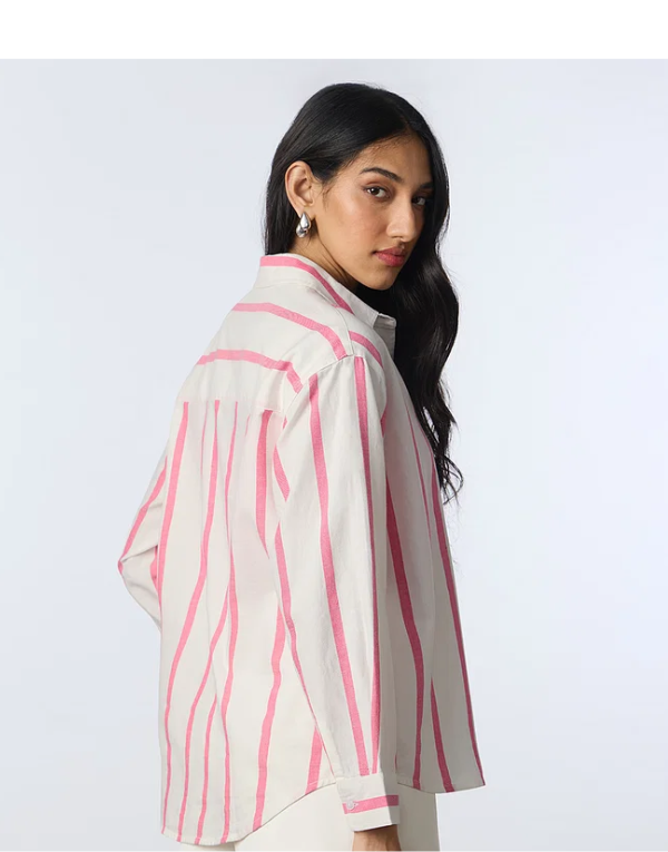 Pink Stripes: Clover Bunny Boyfriend Shirt